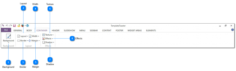 Container Tab - TemplateToaster Web Design Software