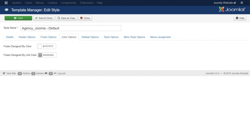 Template Options in Joomla TemplateToaster  Design Software