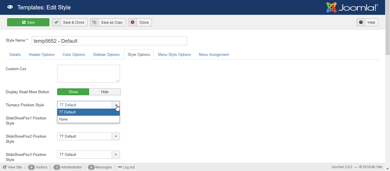 joomla menu style options templatetoaster